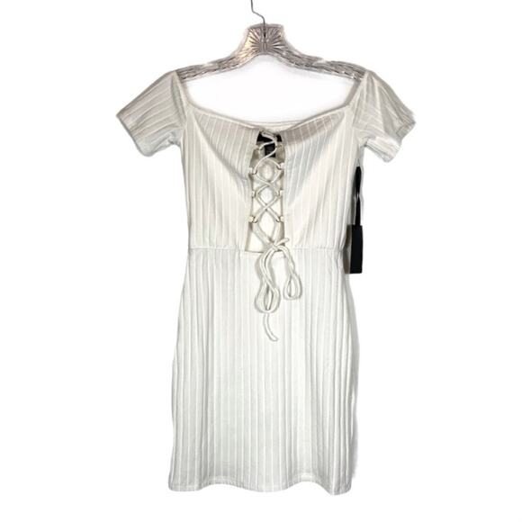 NWT H:ours x Revolve Dorian Lace Up Mini Dress M - Picture 1 of 5